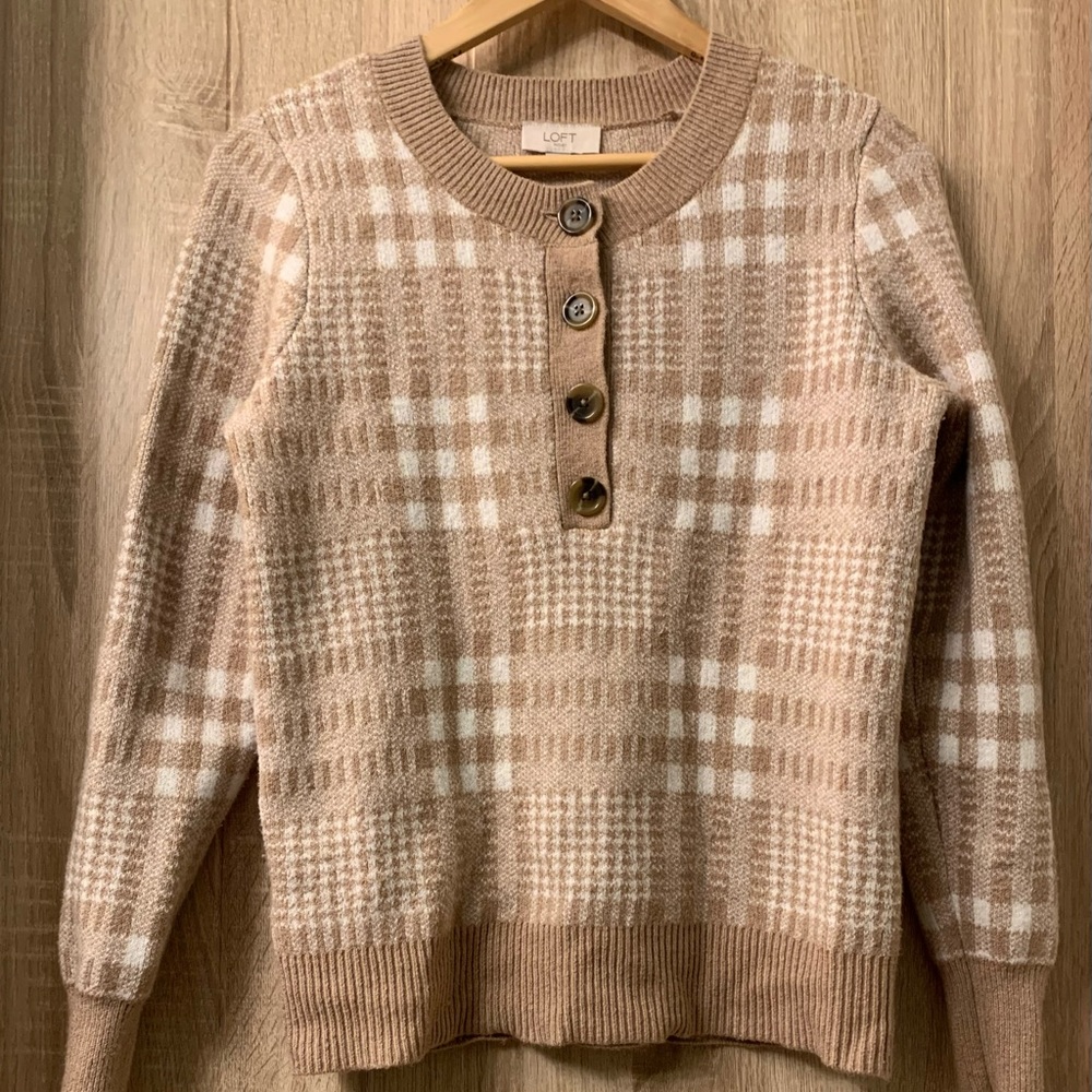 Plaid Button-Up LOFT Sweater